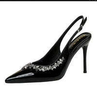French Style Sexy Pointed Toe High Heels Crystal Embellished Ultra High Stiletto Heel Women's Shoes