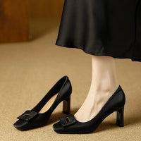 Square Toe Comfort Soft Office Shoes Daily Outdoors Women Shoes 7CM Thick High Heels Shallow Mouth Fashion Party Shoes