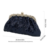 Fashion Sequins Bead Evening Bag Crystal Women Shell Clip Bags Blue Dinner Party Day Diamond Clutch Handbag Chains Shoulder Bags