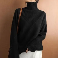Turtleneck Sweater Diamond Solid Color Warm Pullover Loose Lazy Wind Knitted Bottoming Shirt Pullovers Tops Jumper