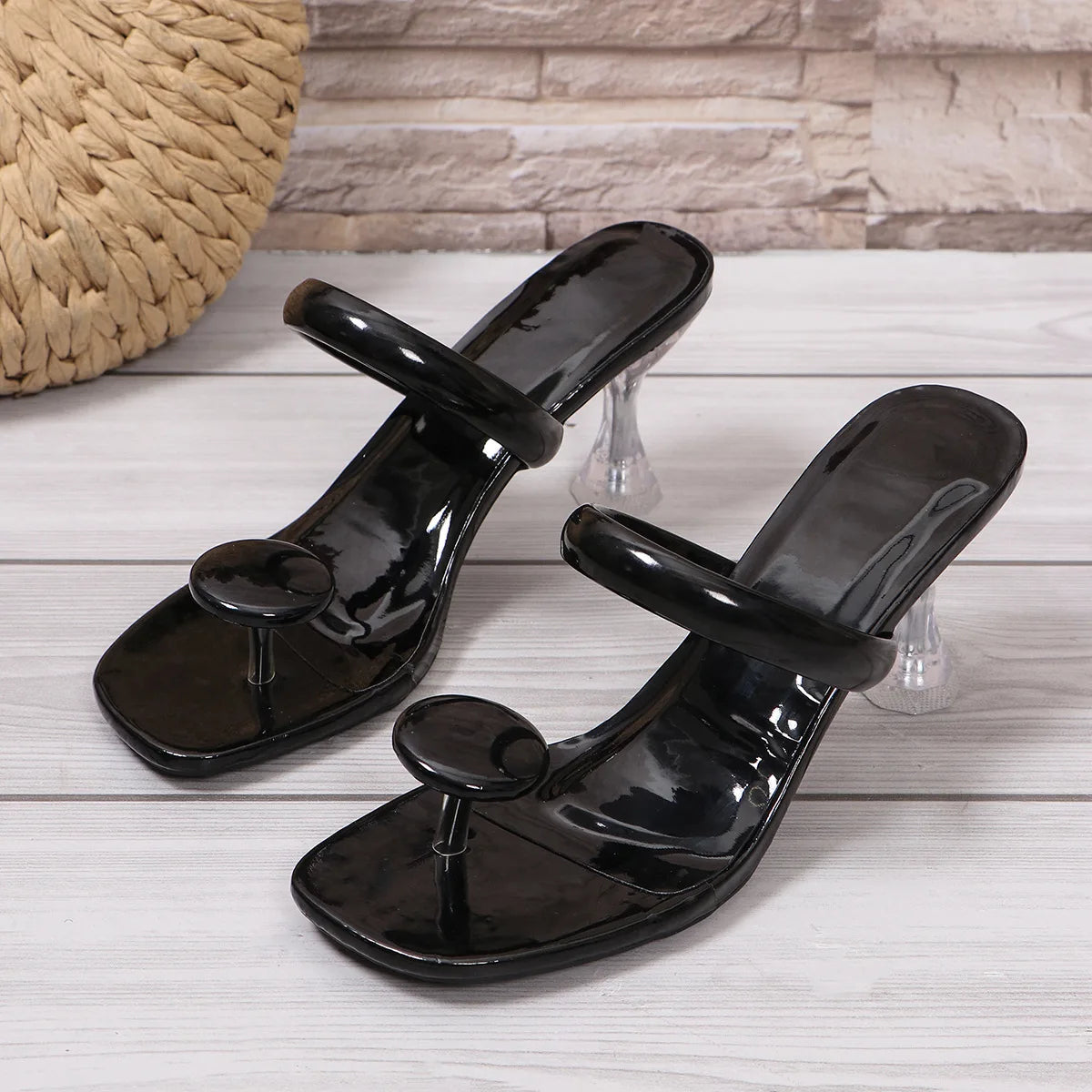 Women's Sandals summer fashion Transparent belt metal decoration box shaped square Alien heel high heels wearing sandals