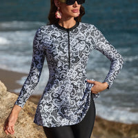 Plus Size Modest Burkini Femmes Muslim Islamic Swim Suit Swimwear Women Swimsuit Retro Style Pattern Design