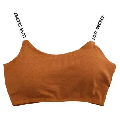Women Active Bra Casual Top Letters Print Strap Cotton Top Fitness Gym Jogging Sleep Bra Girl Wire Free Bandeau Padded Bra Tops