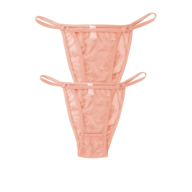2PC Lace Thongs Panties Women Underwear Sexy Thongs Woman Low Waist Solid Underwear Seamless Female Underpants Lingerie