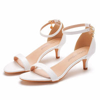 New Sexy Pumps Sandal Wedding Rhinestone Buckle Strap PU 3CM Thin Heels Party Style  Women Office Work Shoes