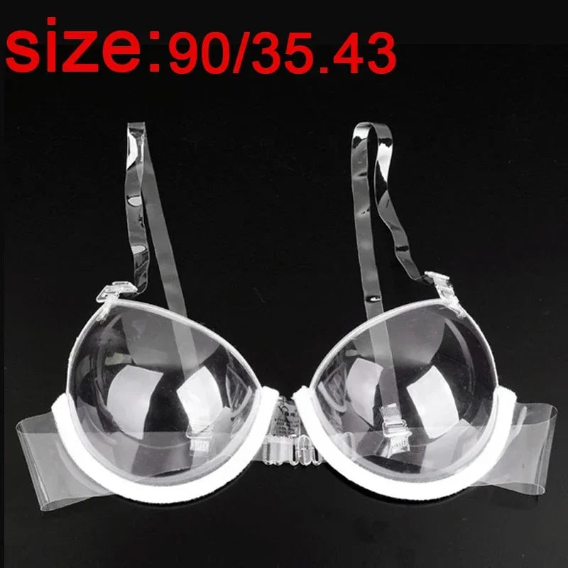 Sexy Transparent Push Up Bra Reusable TPU Ultra-thin Clear Straps Invisible Underwear Backless Bralette Top Lingerie