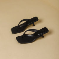 Formal Flip Flops Woman High Heels Cool Slippers Women's Summer New Retro Leopard Print Toe Square Heel Slippers Women Outside