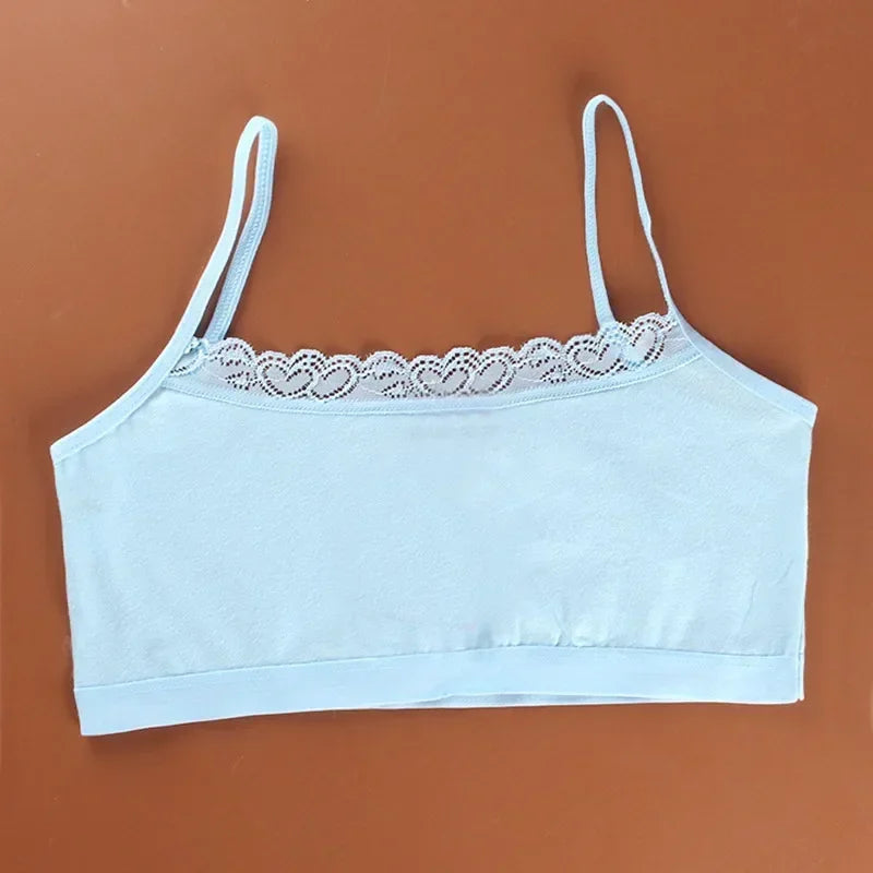 Young Girls Lace Puberty Teenage Soft Cotton Underwear Training Bra Crop Top 8-14years lace bra