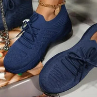 Outdoor Breathable Mesh Shoes Women Lightweight Shock-absorbing Sports Shoes Solid Color Plus Size Women Vulcanized Shoes