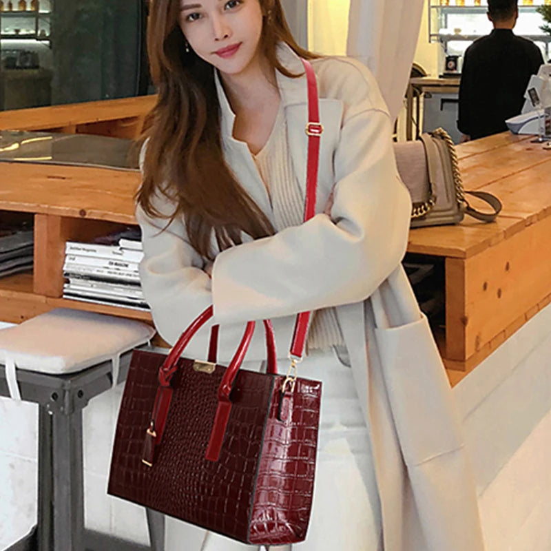 Luxury Handbags Alligator Designer PU Patent Leather Crossbody Bag For Women Tote Retro Ladies Messegner Shoulder Bags Bolsa Sac