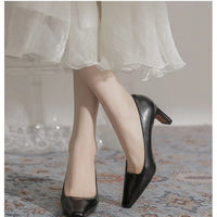 Fashion Patent Leather Women's Pumps Square Toe Stripper Elegant Party Vintage Spring Ladies Shoes