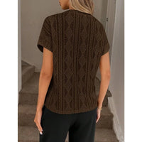 Women's Casual Round Neck Jacquard Short Sleeve Top T-shirt Leisure Commute Women Clothing