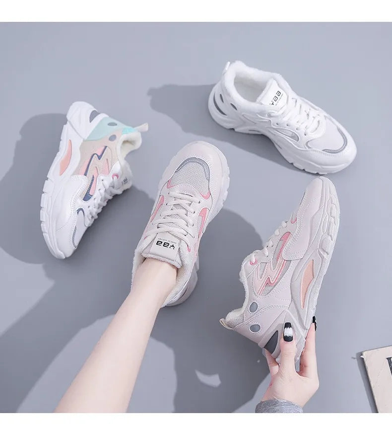Women's Casual Breathable Leather Sneakers Versatile Flat Heel Shock Absorption Comfortable and Fashionable Shoes