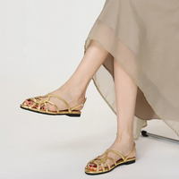 French-style cross-strap sandals, summer open-toe flat women's shoes, one-strap buckle Roman-style commuter shoes