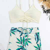 Tie Dye Bikini Drawstring Swimsuit Women High Waist Shorts Swimwear Female Padded Bathing Suit Swimming Beachwear Summer