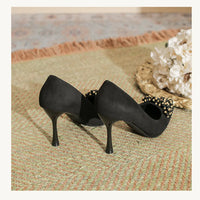 Pointed Toe Thin Heel High Heels Rhinestone Slip-On Commuter Women's Shoes