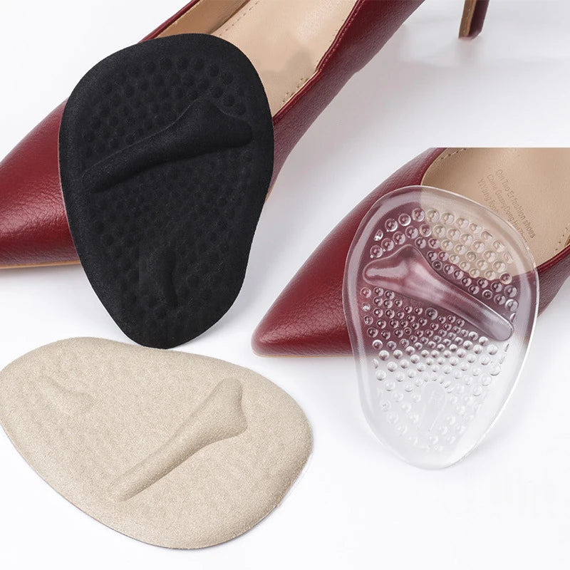 2 pair Silicone Metatarsal Pads for Shoes Non-Slip Self-Adhesive Forefoot Gel Foot Pads Sandals High Heels Shoe Insoles for Women