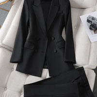 Ladies Business 2 Piece Blazer Suit Female Long Sleeve Jacket + Trouser Women Pant Suit Office Work Wear - Natalia Home Fashion
