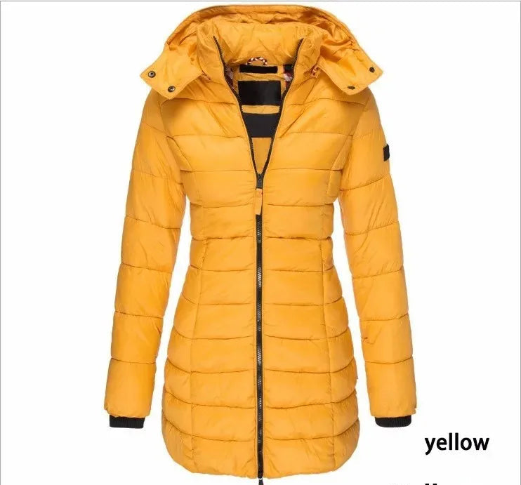 Women's Winter Cotton Jacket Slim Fit down Cotton Coat Warm Outerwear Long Sleeve Fashionable Middle Length - Natalia Home Fashion