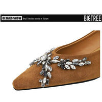 New Spring Crystal Women Mary Jane Shoes Fashion Shallow Slip on Elegant Party Dress Low Heel Shoes