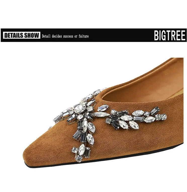 New Spring Crystal Women Mary Jane Shoes Fashion Shallow Slip on Elegant Party Dress Low Heel Shoes