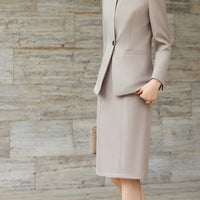 Elegant Professional Suit Dress Two-Piece Set Workwear Beauty Salon Uniform Long Sleeve Formal Outfit Polyester Fiber