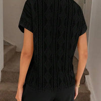 Women's Casual Round Neck Jacquard Short Sleeve Top T-shirt Leisure Commute Women Clothing