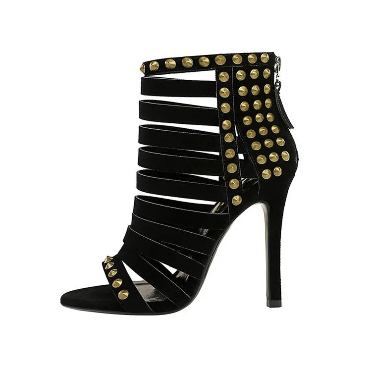 Rivet Roman Shoes, Retro Super High Heel Women's Shoes