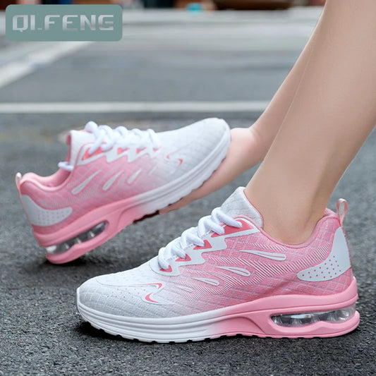 Women Autumn New Air Cushion Shoes Mesh Breathable Lightweight Comfortable Sneaker Fashion Casual Sports Large Footwear