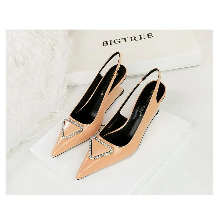 Spring Candy Fashion Pointed Toe Women Pumps Sling back Wedges High Heels Party Prom Mules Shoes
