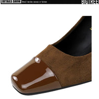 Leopard Print Women Pumps Suede Middle Heel Shoes Sexy Mary Jane Shoes Rhinestone Buckle Ladies Shoe Square Head