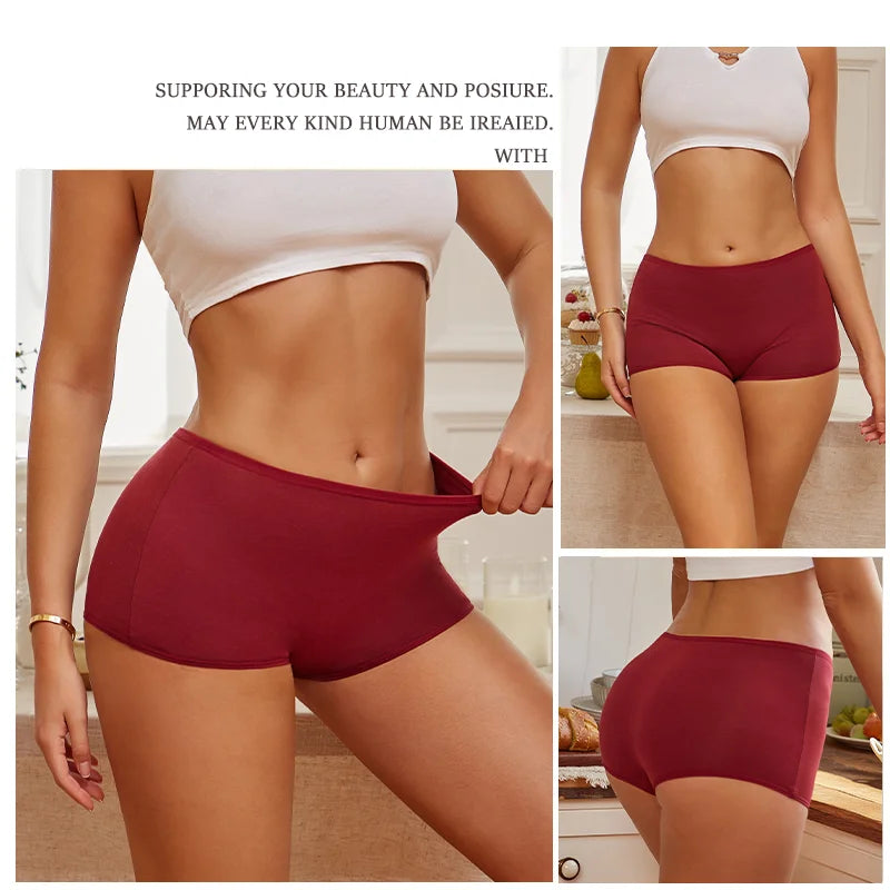 3PCS Women's Panties Cotton Seamless Sports Boxers Underwear Female Solid Color Briefs Cozy Lingerie Intimate Underpants