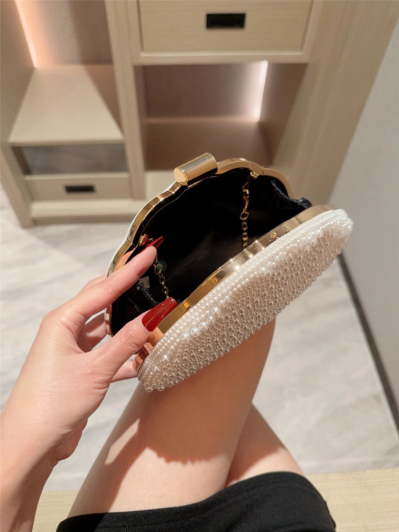 Elegant Pearl Dinner Bag with Dress Evening Bag Formal Party Bag Prom Bag Clutch Bag Chain Bag
