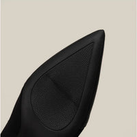 Fashionable Slim Fit Diamond Decorated Pointed Toe High Heel Bootie Mid-Calf Zipper Closure Leather Boot for Women