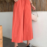 Casual Baggy Wide Leg Trousers Women Summer Thin Comfy Breathable Ankle Length Pants Vintage Loose Cotton Linen Straight Pants