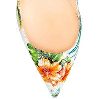 Hand Painted Colorful Floral Printed Women Party Wedding Leather Shoes 12cm Stiletto Sexy High Heels Pointed Toe Pumps