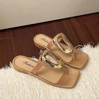 Flat Bottom Sandals Breathable Open Toe Fashionable Casual Metal Buckle Versatile Outdoor Wear Summer Sandals