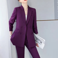 Ladies Business 2 Piece Blazer Suit Female Long Sleeve Jacket + Trouser Women Pant Suit Office Work Wear - Natalia Home Fashion