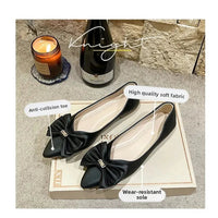 Soft Bottom Flat Casual Women's Shoes Butterfly Knot Slip-On Simple Design Shoes  Synthetic Leather