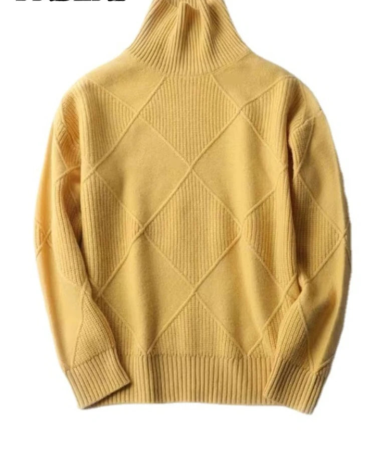 Turtleneck Sweater Diamond Solid Color Warm Pullover Loose Lazy Wind Knitted Bottoming Shirt Pullovers Tops Jumper