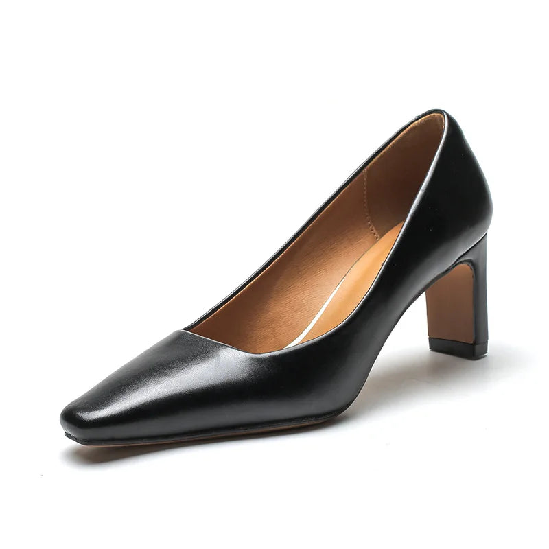 Fashion Patent Leather Women's Pumps Square Toe Stripper Elegant Party Vintage Spring Ladies Shoes