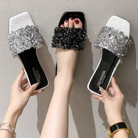 Women's Slippers Bling Rhinestone Women Slippers  Woman Fashion Sandals Open Toed Beach Shoes Women