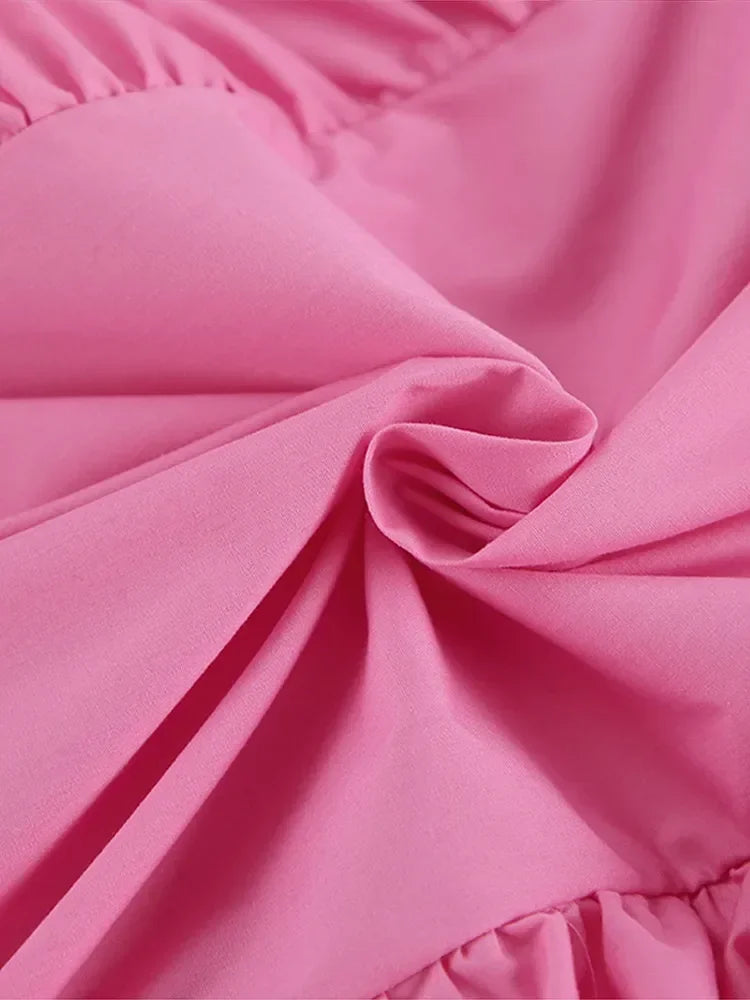 Ruffles Solid Women Shirt Pink Blue Lapel Female Top Elegant Fashion Single Breasted Flare Long Sleeve Lady Blouses