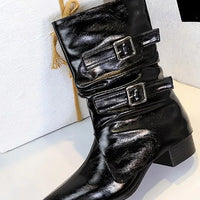 Pointed Fashion Women's Boots Retro Style Thick Heel Low Heel Medium Tube Women's Boots
