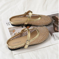 Luxury Shinny Diamond Women Mules Slippers Summer Shoes Crystal Footwear Rhinestones Slip On Brand Mary Jane Sandals Mesh Clogs