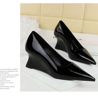 Women Pumps Pointed Toe Retro Shoes Women Shoes Designer Shallow Wedges High Heels Banquet Mules