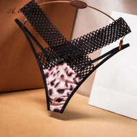 Women's Panties Cross Cut Ice Silk Thong Sports Fashion Perspective Low Waist Ribbons sexy lingerie thongs