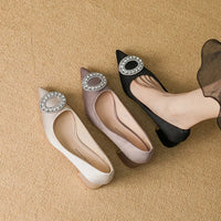 Soft Leather Black Pointed Toe Work Shoes Spring Autumn New Style Comfortable Thick Heel Professional Soft Bottom Shoes