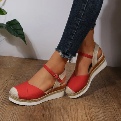 Women Closed Toe Wedge Sandals Women Buckle Strap Gladiator Shoes Woman Fashion Platform Sandals