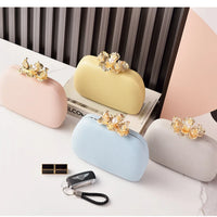 Dinner Bag Women Fashion Flower Buckle Handbag Wedding Bride Evening Bags Girls Cute Party Clutch Bag Shoulder Bags
